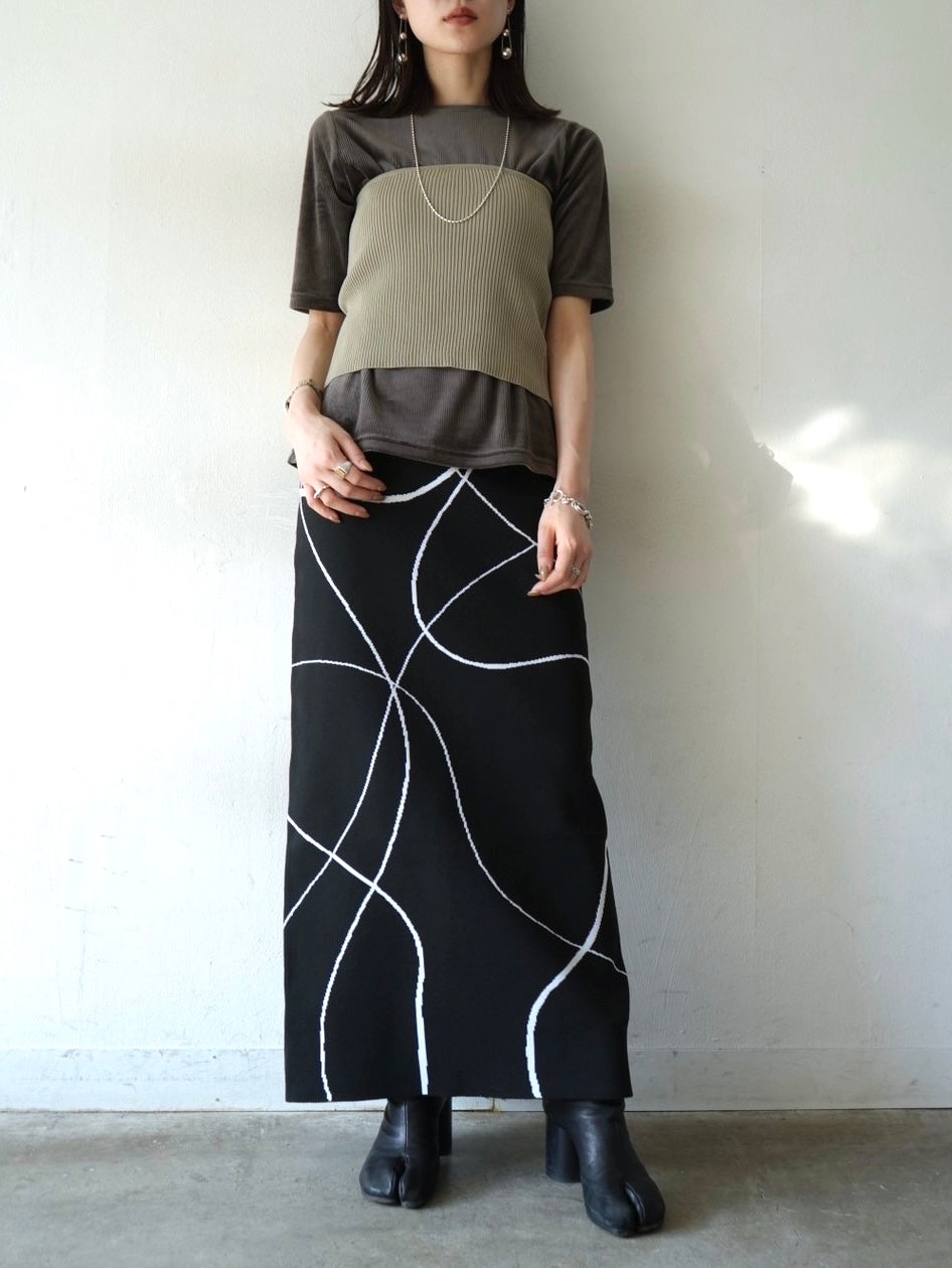 [Pre-order] Nuanced Pattern Tight Knit Skirt/Black