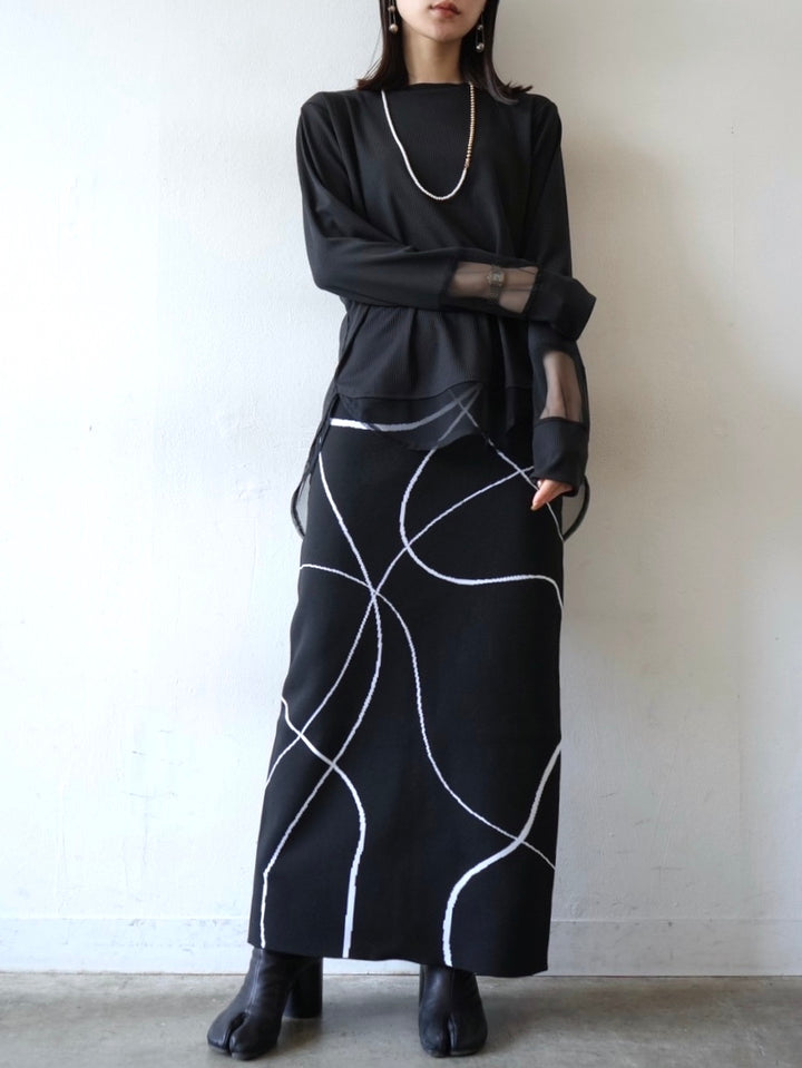 【預訂】Nuance圖案緊身針織裙/黑色