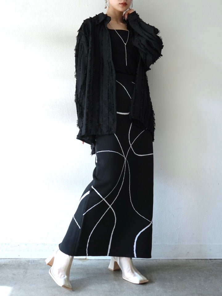 【預訂】Nuance圖案緊身針織裙/黑色