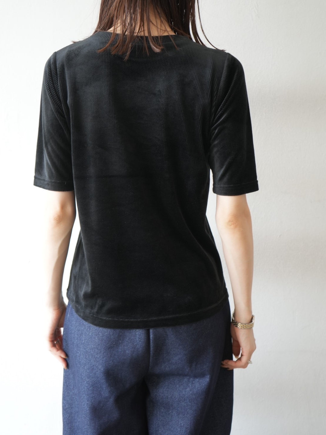 テレコベロアTシャツ/ブラック