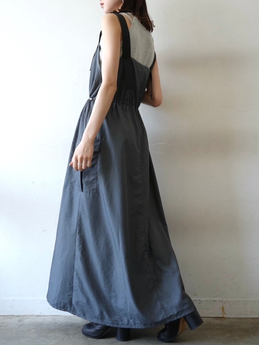 [Pre-order] Nylon waist gathered dress/charcoal