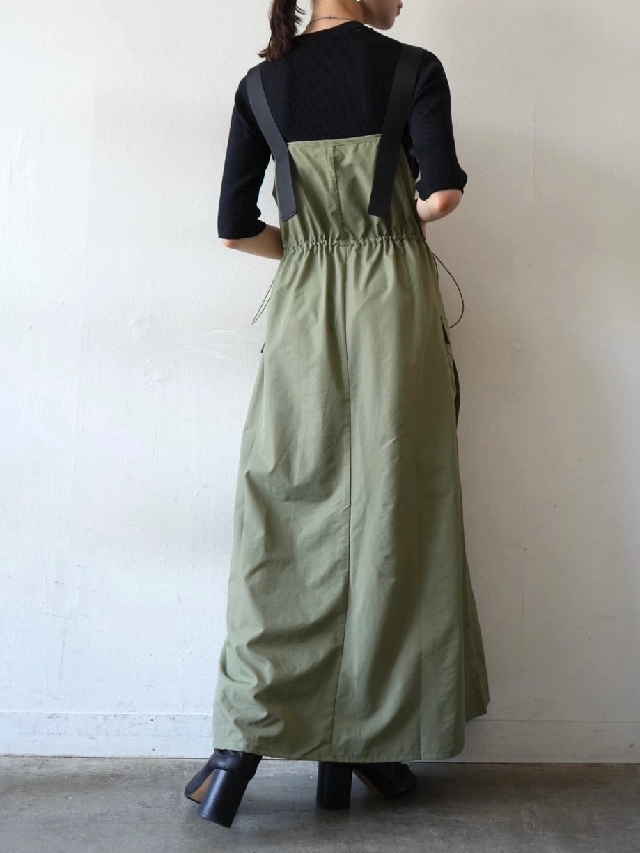 [Pre-order] Nylon waist gathered dress/khaki