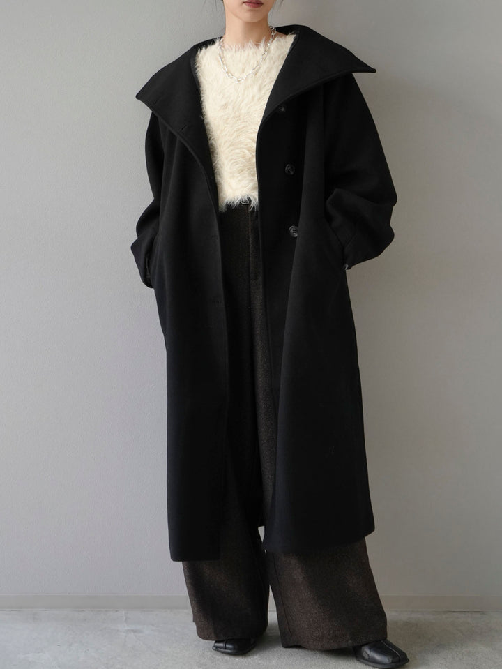 [Pre-order] Wool Touch Big Stand Long Coat/Black