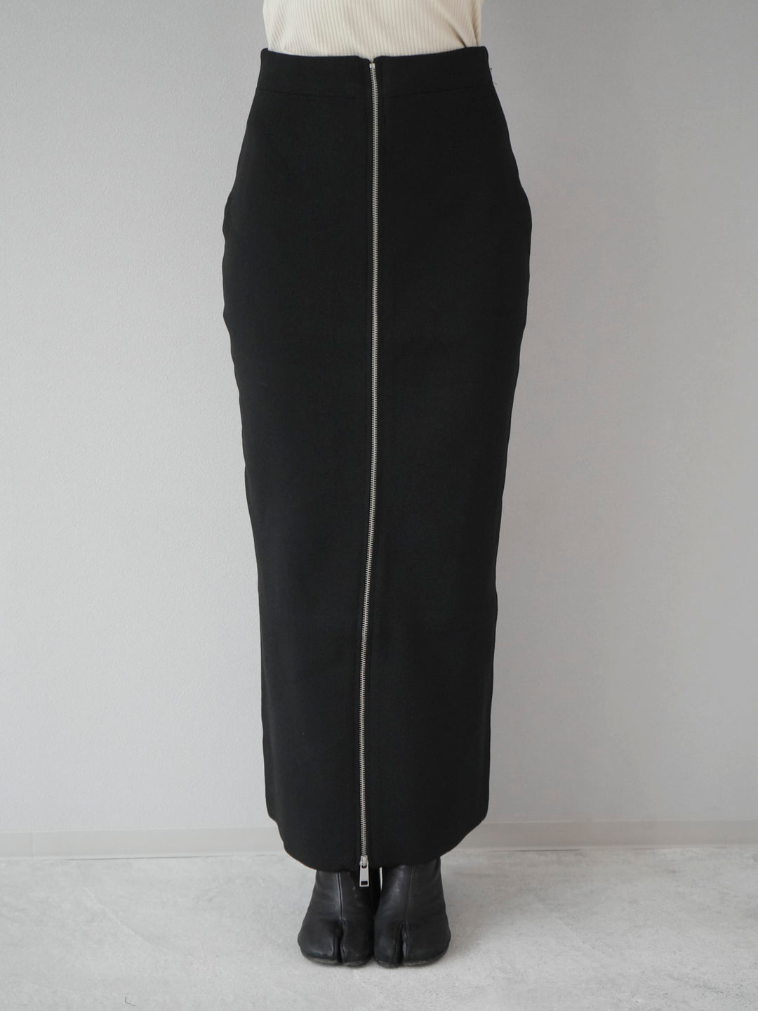 [Pre-order] Front zip knit tight skirt/black