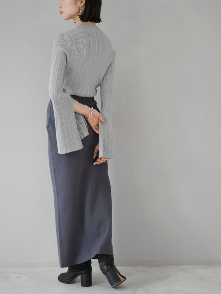[Pre-order] Front zip knit tight skirt/charcoal