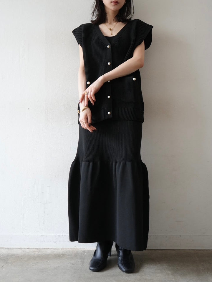[Pre-order] Mermaid polyester knit skirt/black