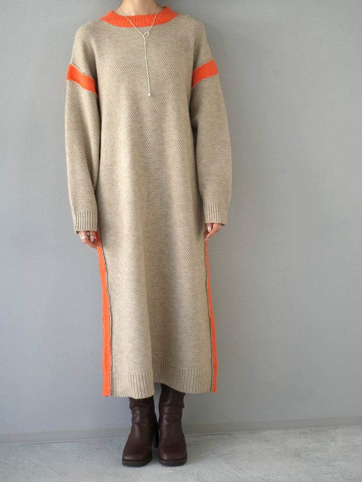 [Pre-order] Bicolor knit dress/beige