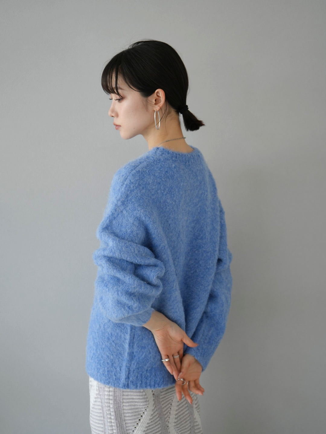 【預訂】羊毛混紡圈針織/藍色