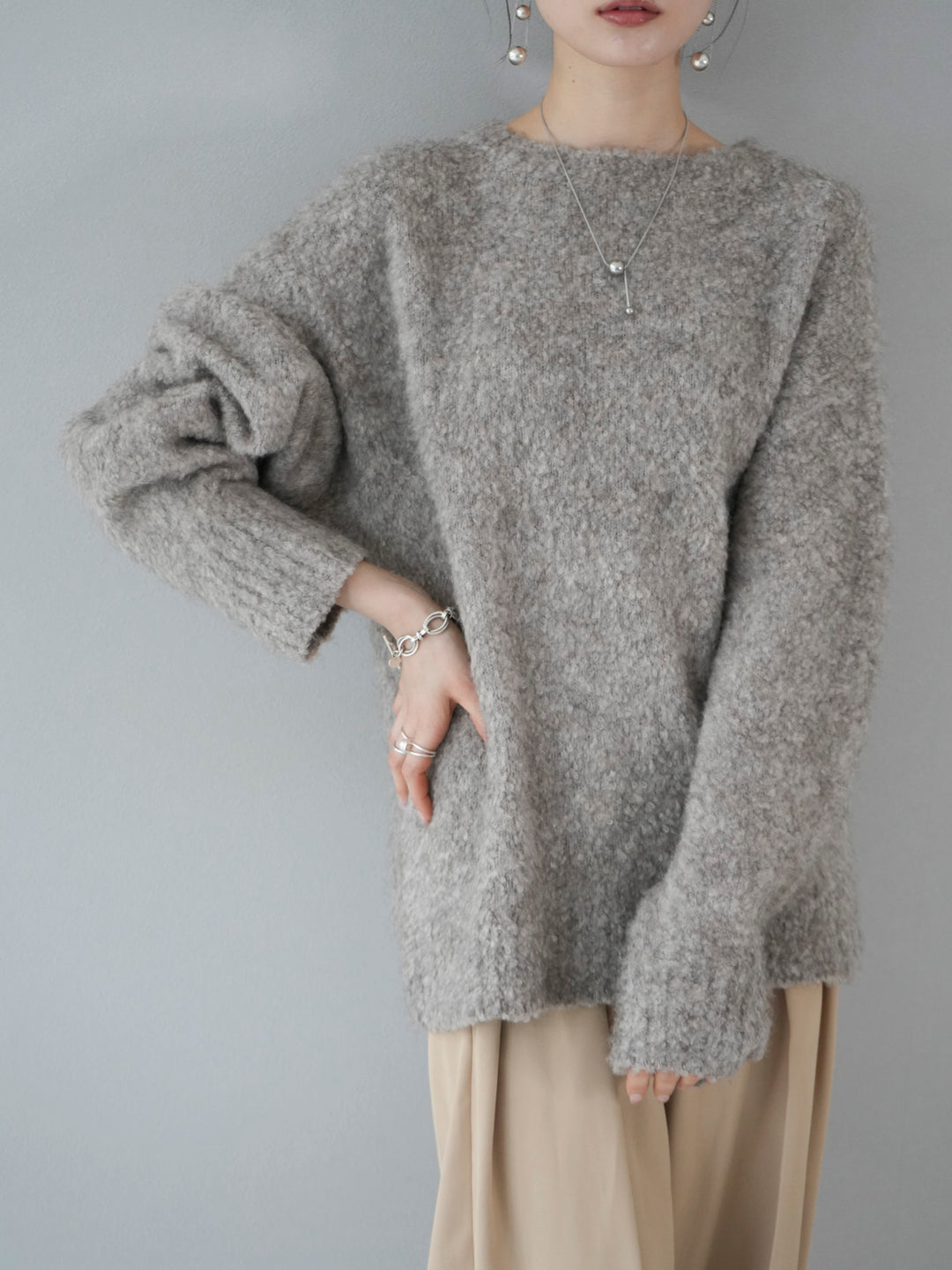 [Pre-order] Wool blend boucle knit/mocha