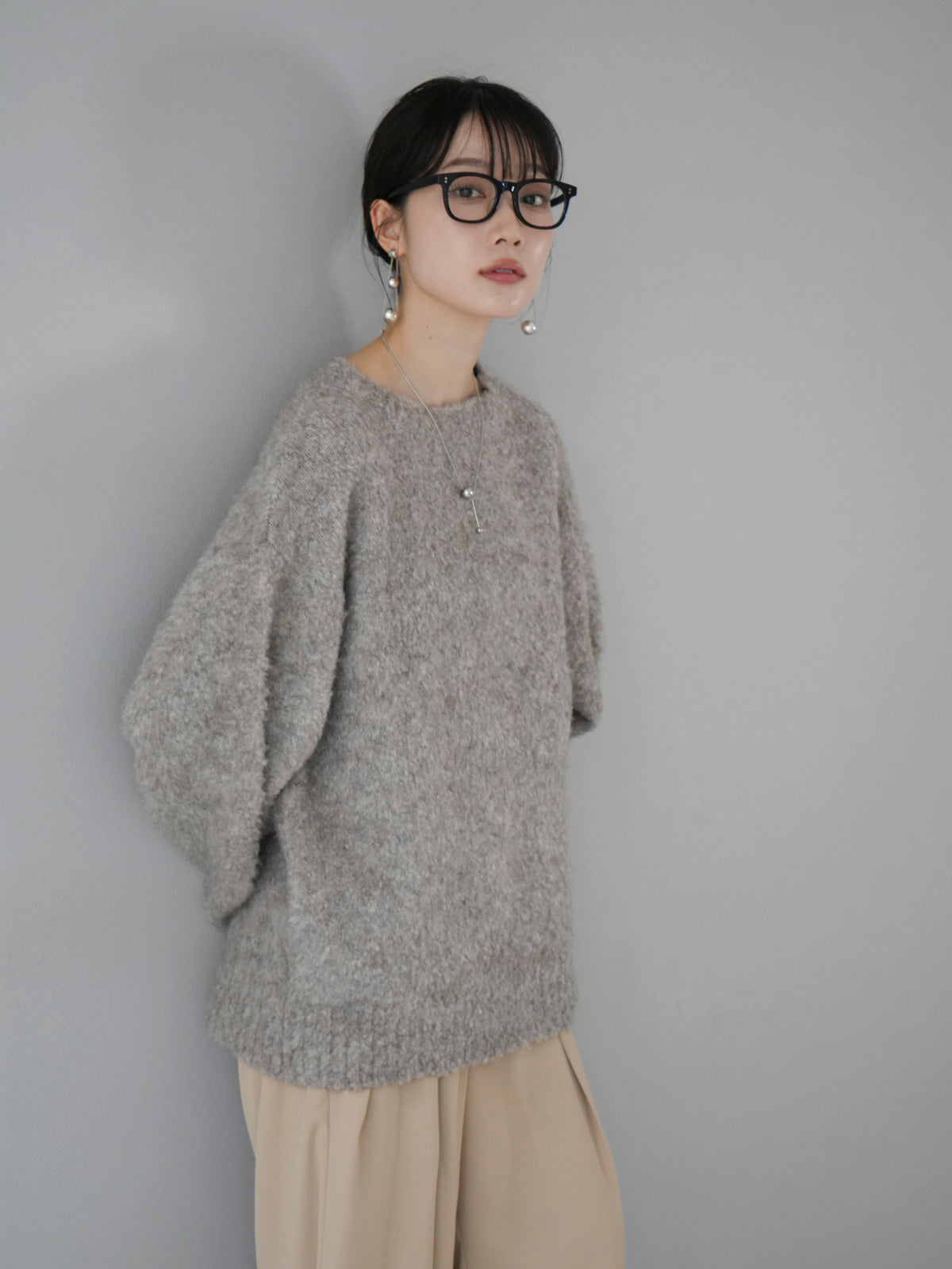 予約]ウール混ブークレニット/モカ – Lumier