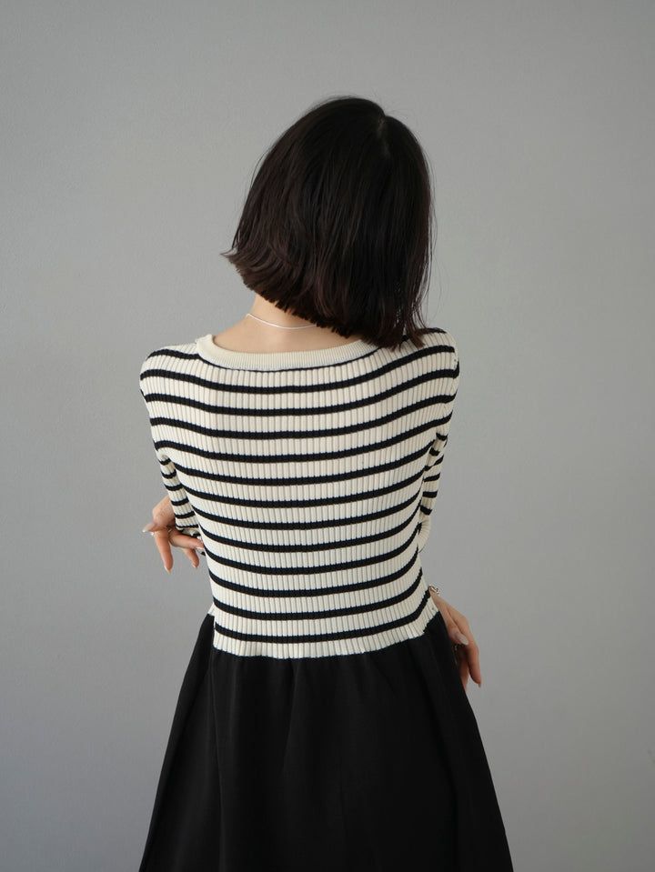 Polyester knit dress/striped