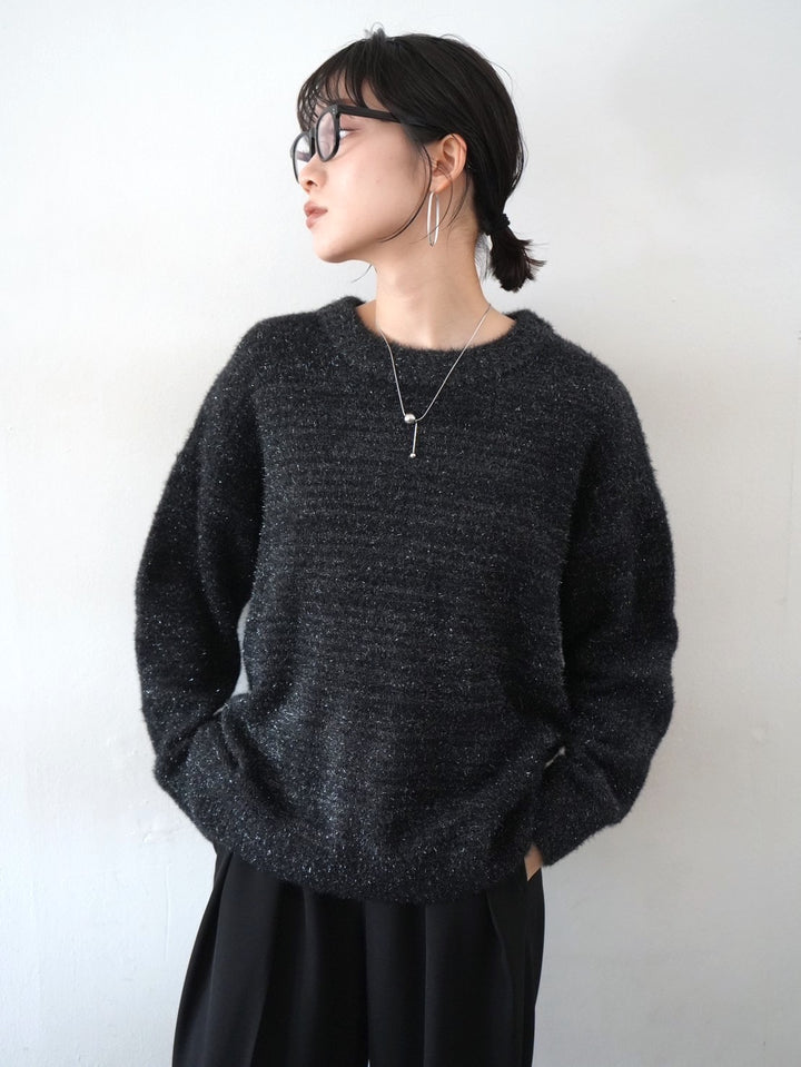 [Pre-order] Glittery jagged knit pullover/black