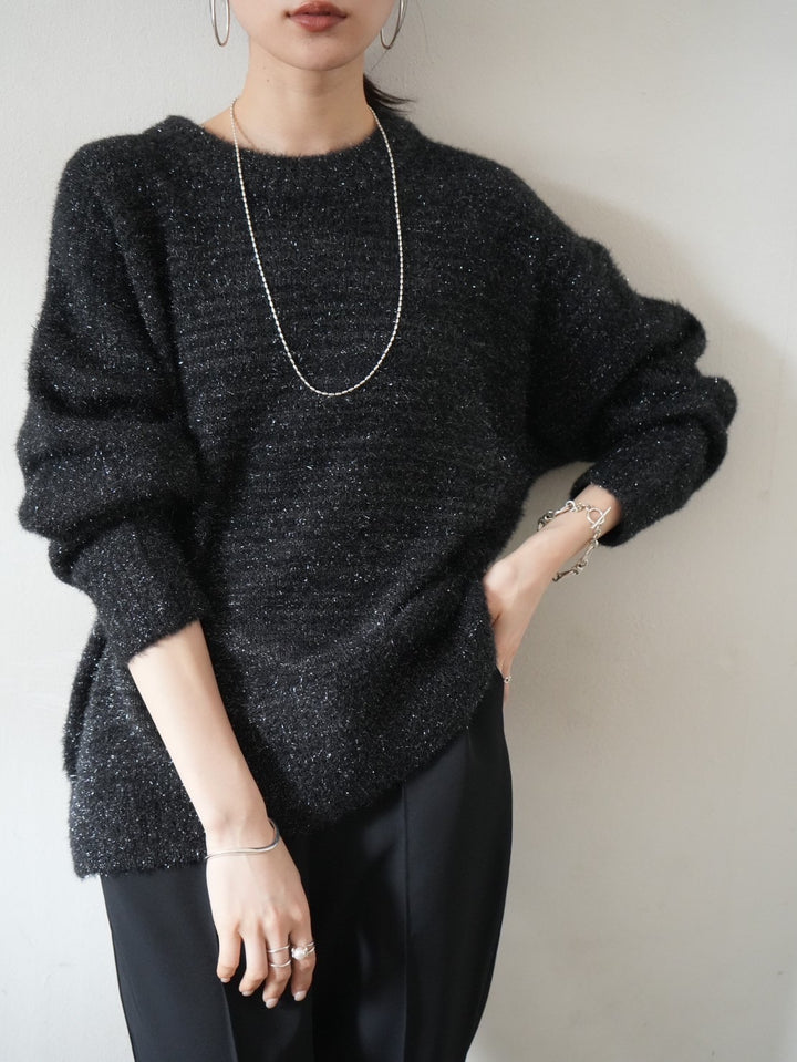 [Pre-order] Glittery jagged knit pullover/black