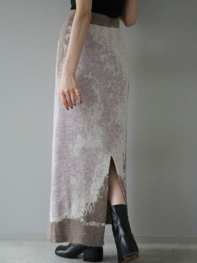 [Pre-order] Mohair-touch nuanced knit skirt/pink