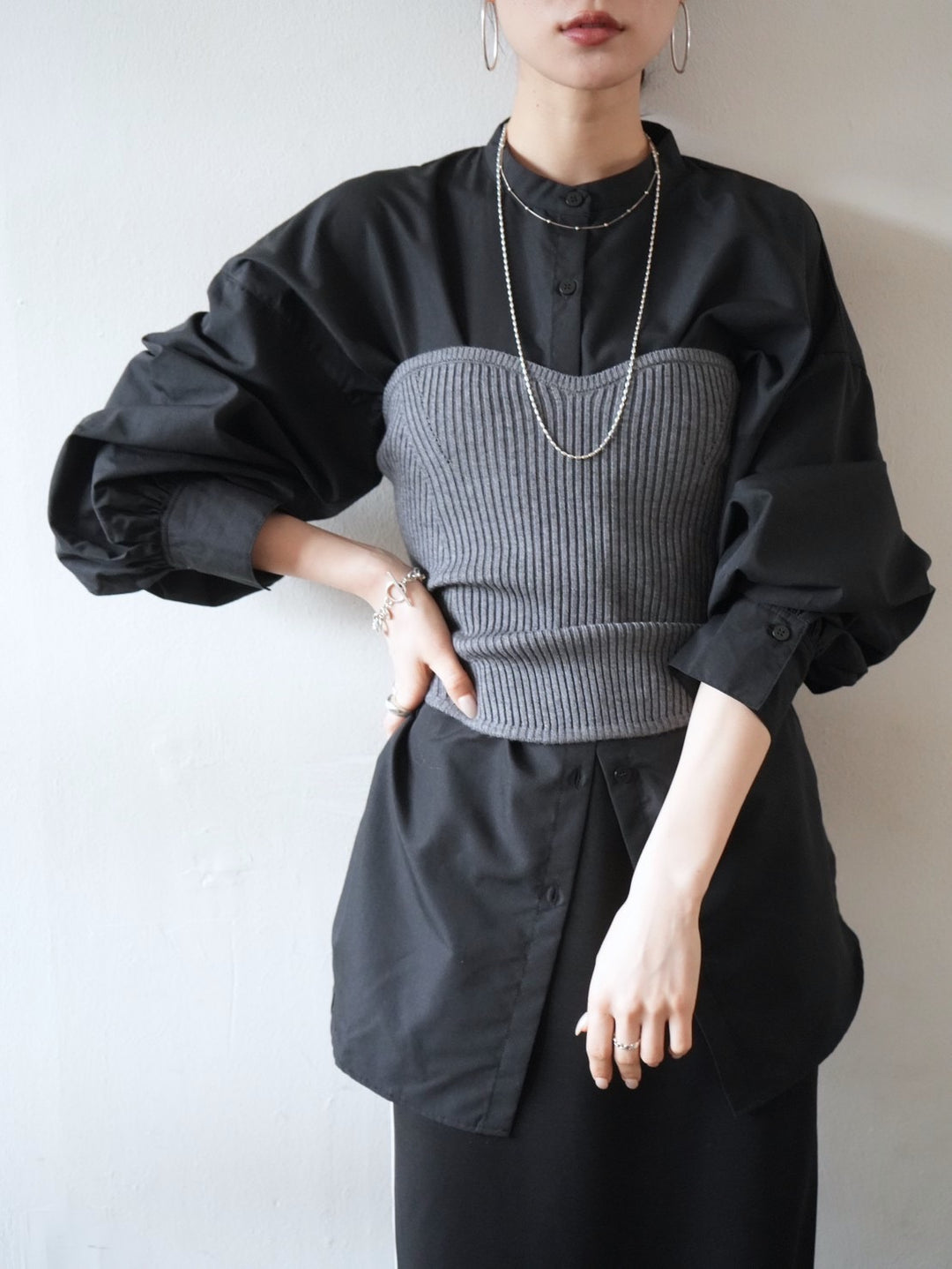 [Pre-order] Broadband collar shirt/black