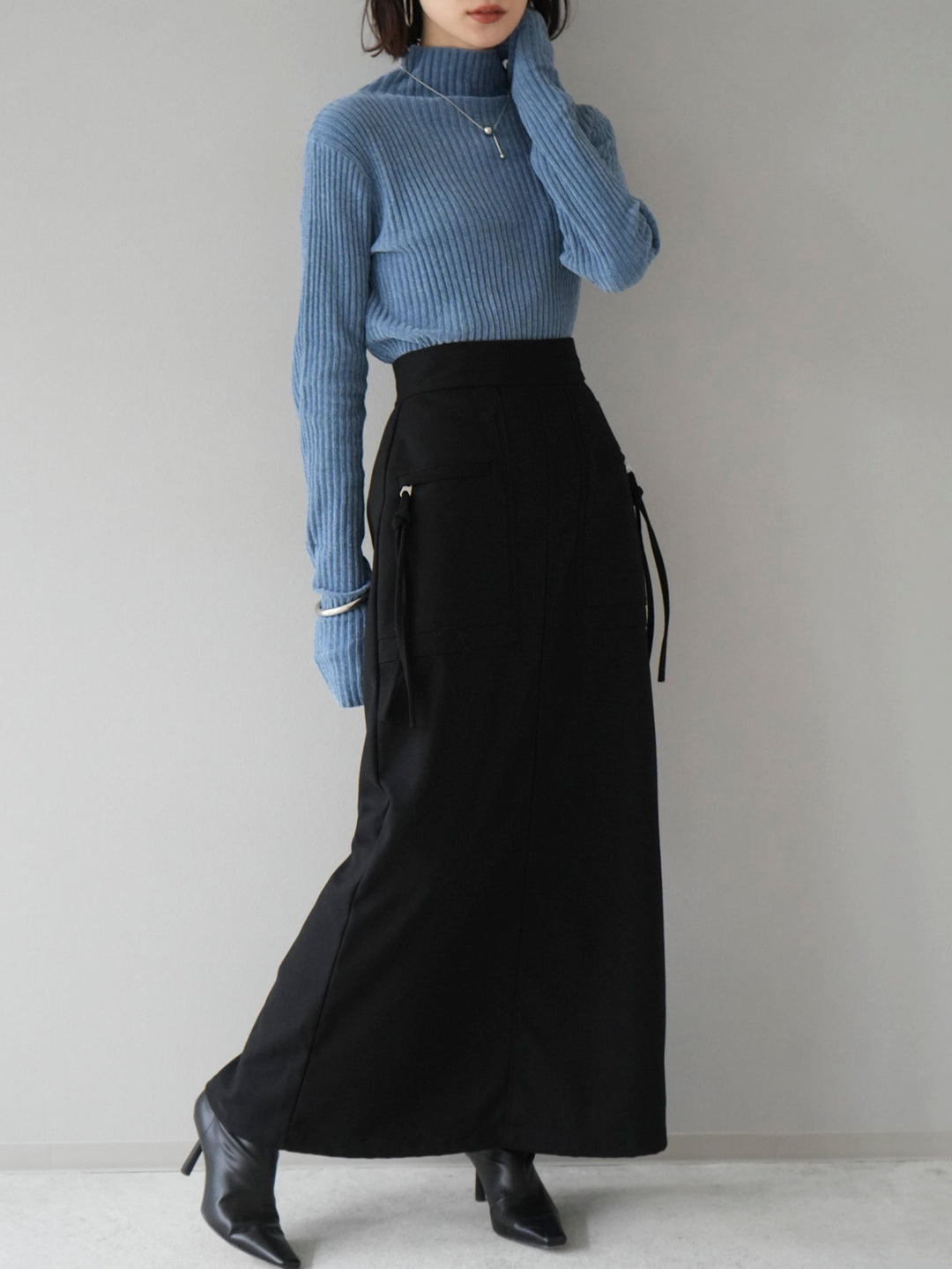 [Pre-order] Brushed twill skirt/black