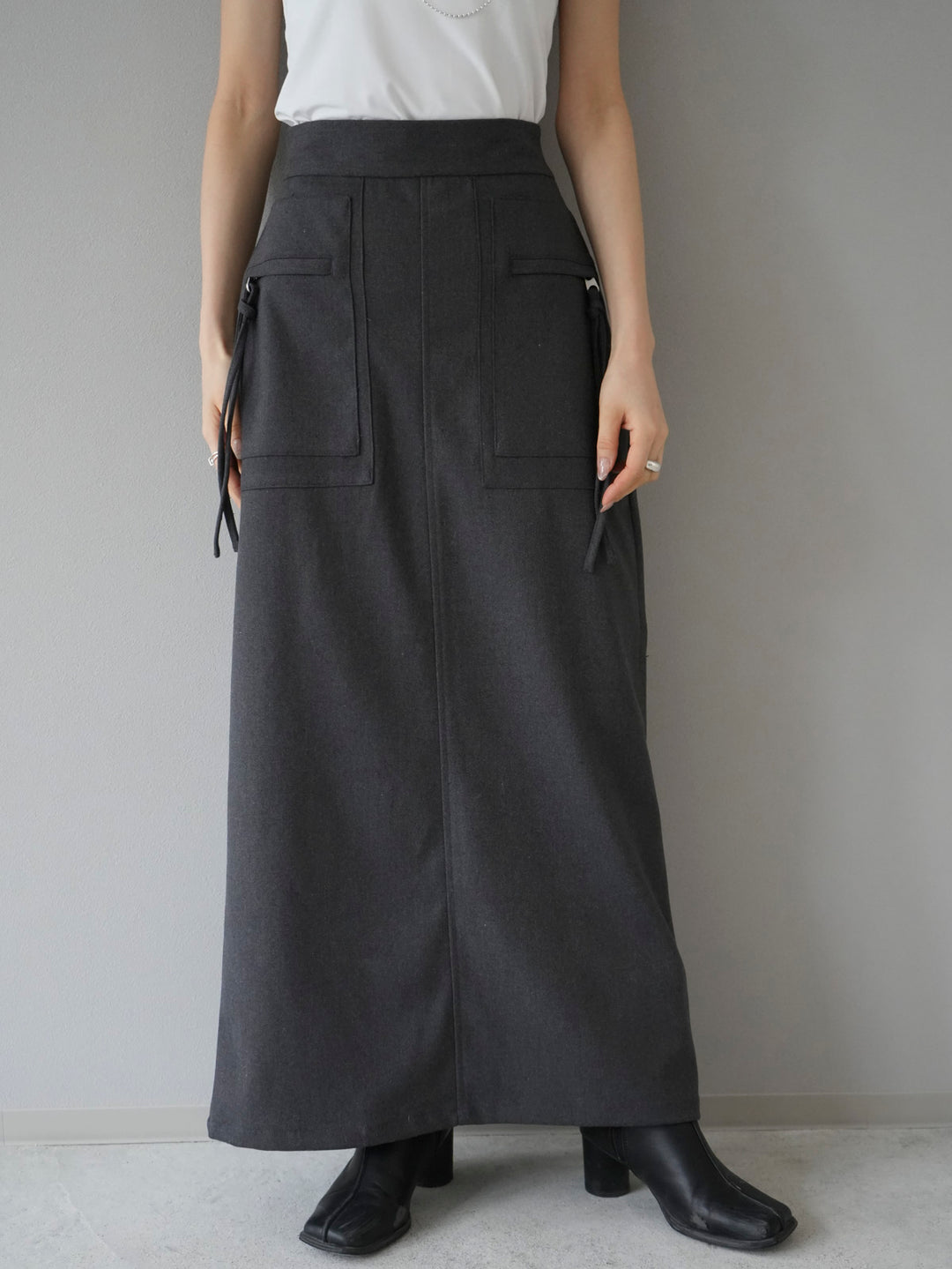 [Pre-order] Brushed twill skirt/gray