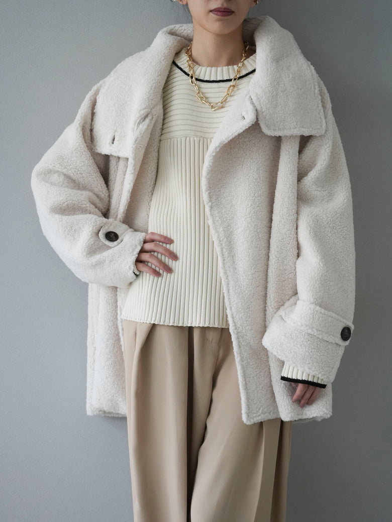 MAMU ONLINE 下げる BOA COLLAR COAT 