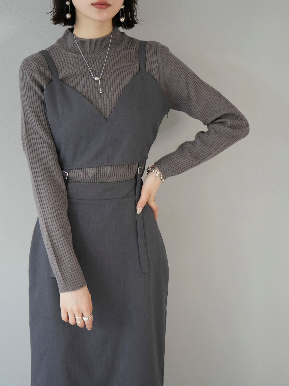 予約]ビスチェキャミワンピース/グレー – Lumier