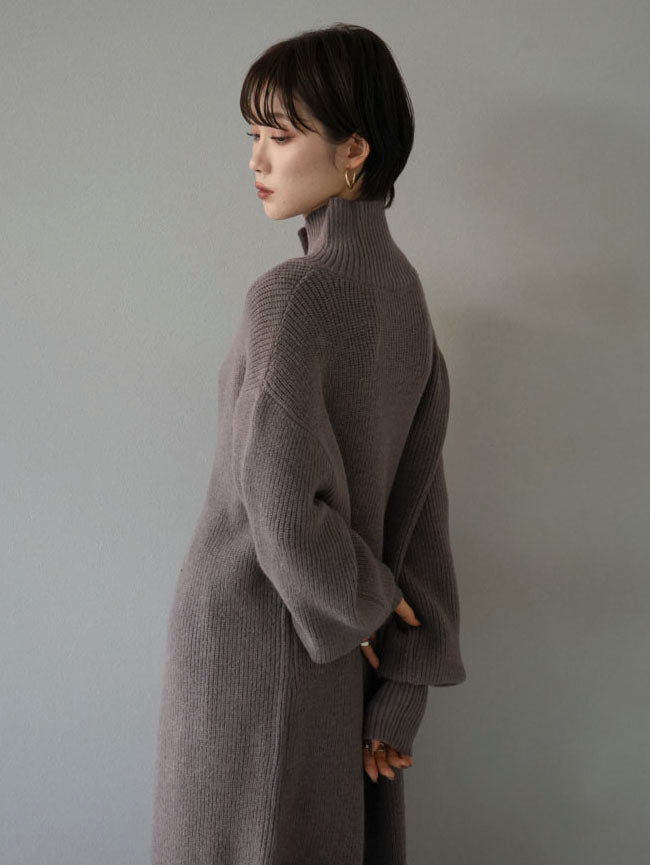 [Pre-order] Long turtleneck knit cardigan/mocha