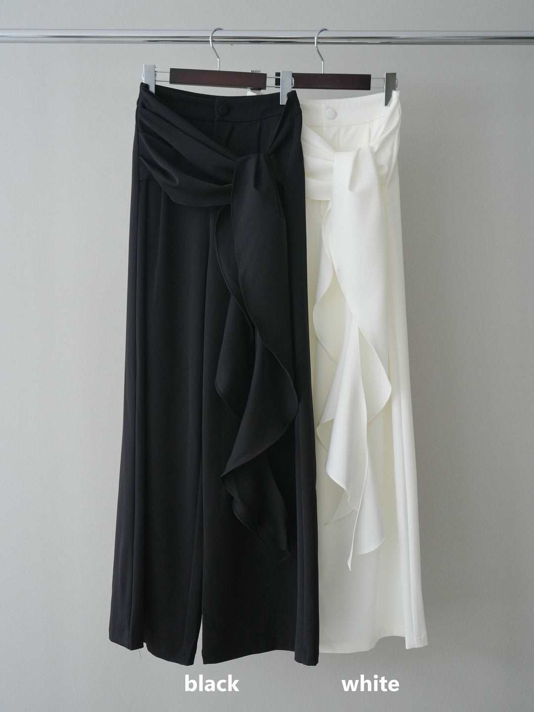 [SET]2WAYスリーブレーストップス+ラッフルベルトワイドパンツ(2set)