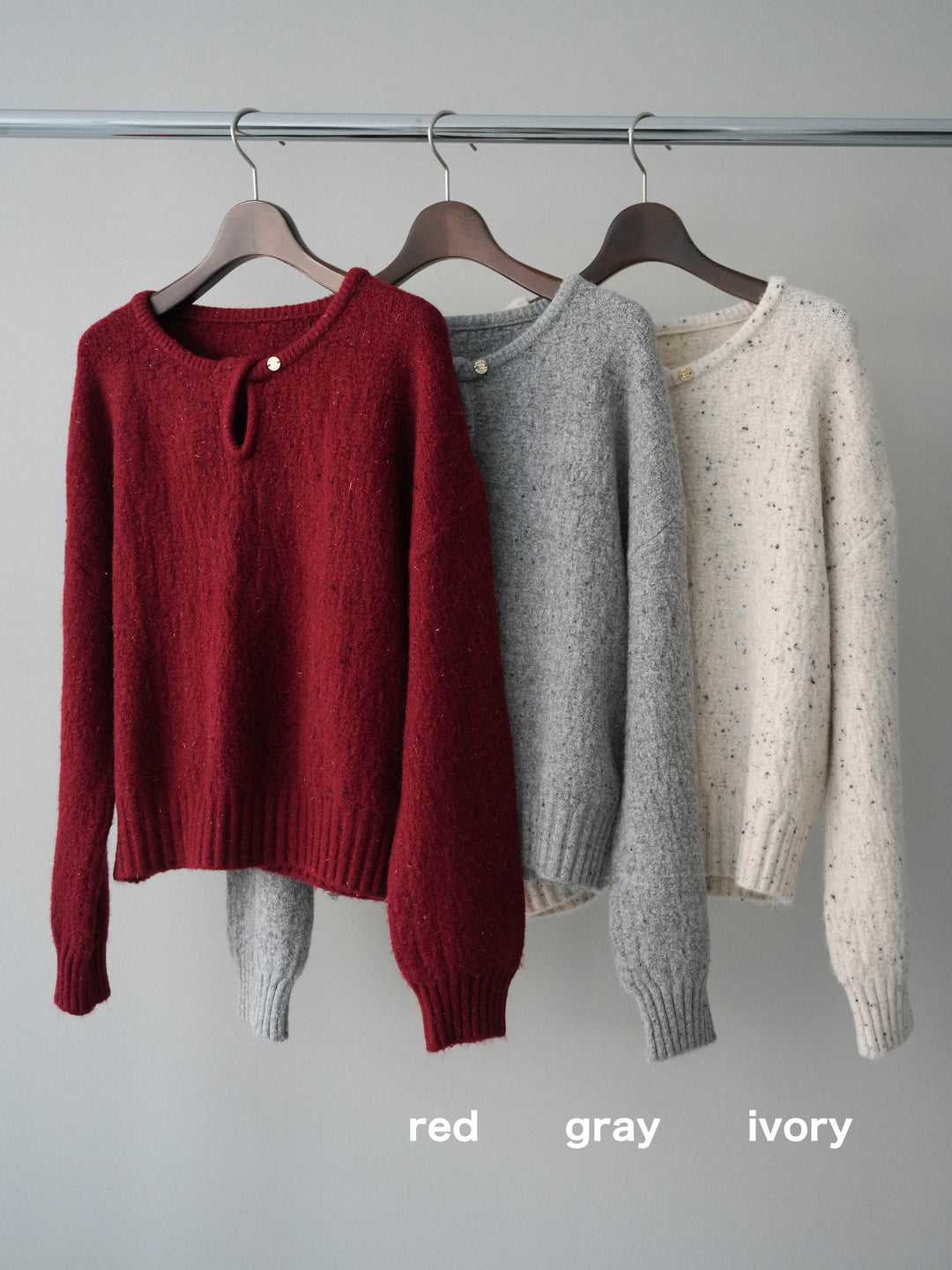 [SET]ツイストネックラメネップヤーンニットプルオーバー+ウエストベルトカーブラインスエットパンツ(2set)