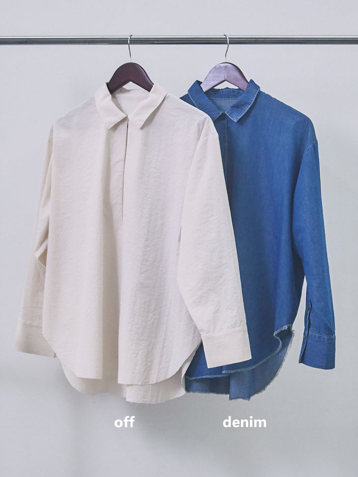 【Allure】[SET]杢調ライトテーラードジャケット+コットンライクスキッパーシャツ+ウエストフリンジカットオフカーブデニムパンツ(3set)