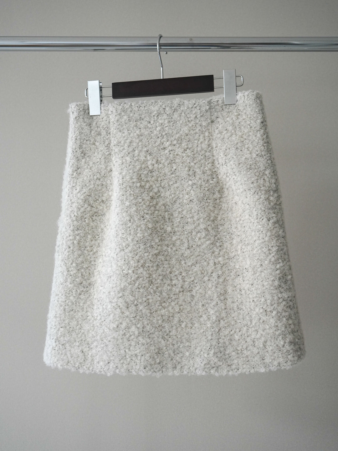 [SET]レザー切替ブークレブルゾン+袖ボタンボトルネックリブニットトップス+ブークレミニスカート(3set)