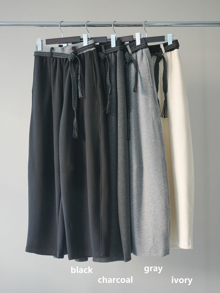 [SET]裏地ファーデニムフライトジャケット+編み込みベルト付きウエスト配色スエットパンツ(2set)