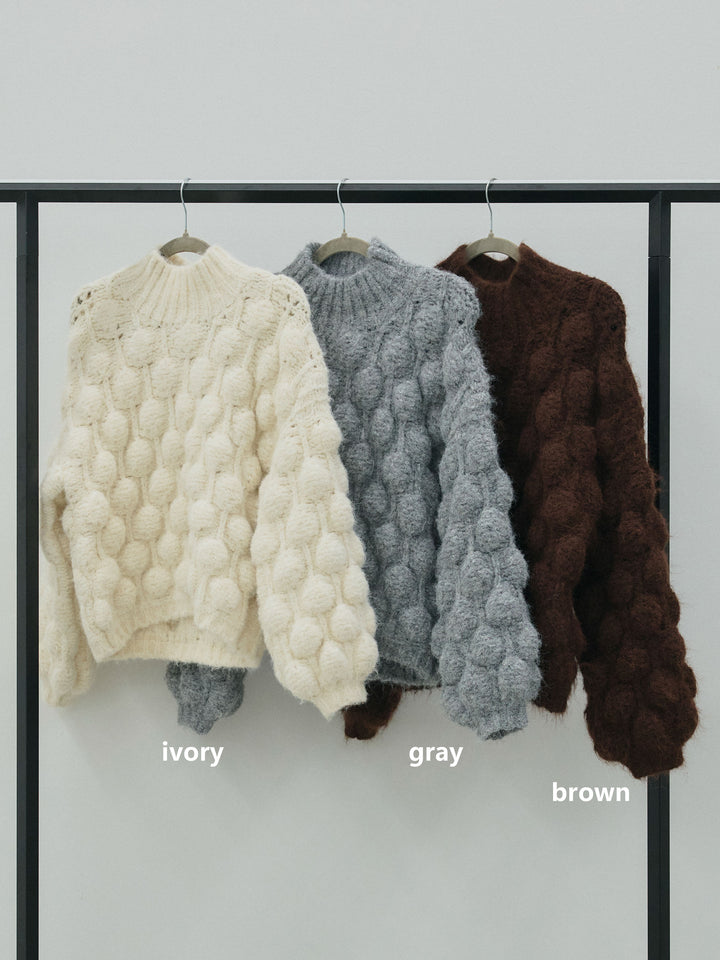 【Allure】[SET]ポップコーンハイネックニットプルオーバー+ハイネックレーストップス+モックスカルゼサイドタックコクーンパンツ(3set)