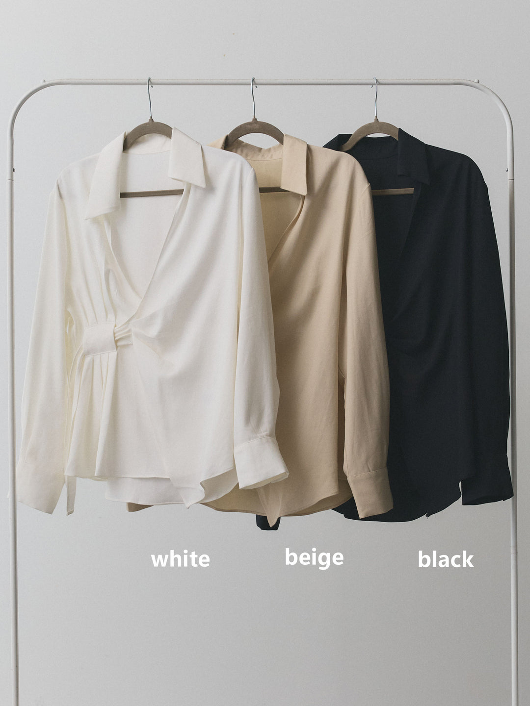 【Allure】[SET]ドレープデザインシャツ+ウールライクストライプワイドパンツ(2set)