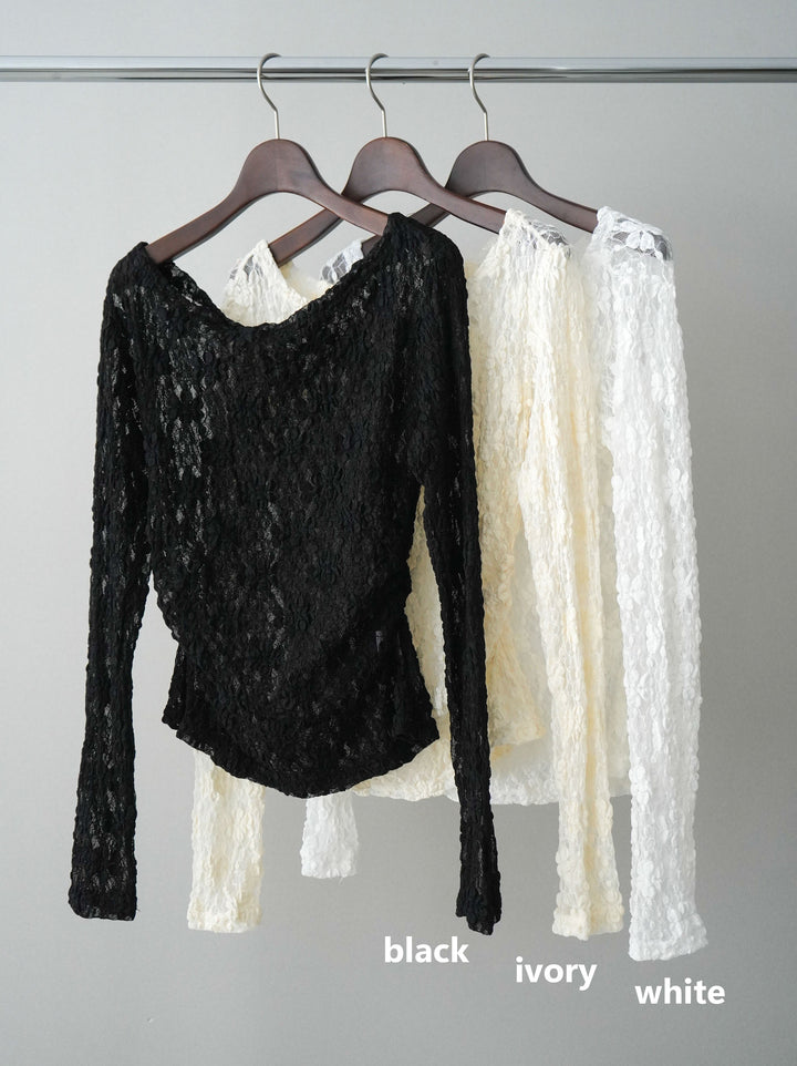 [SET]サイドギャザーレーストップス+サイドギャザーレーストップス(2set)