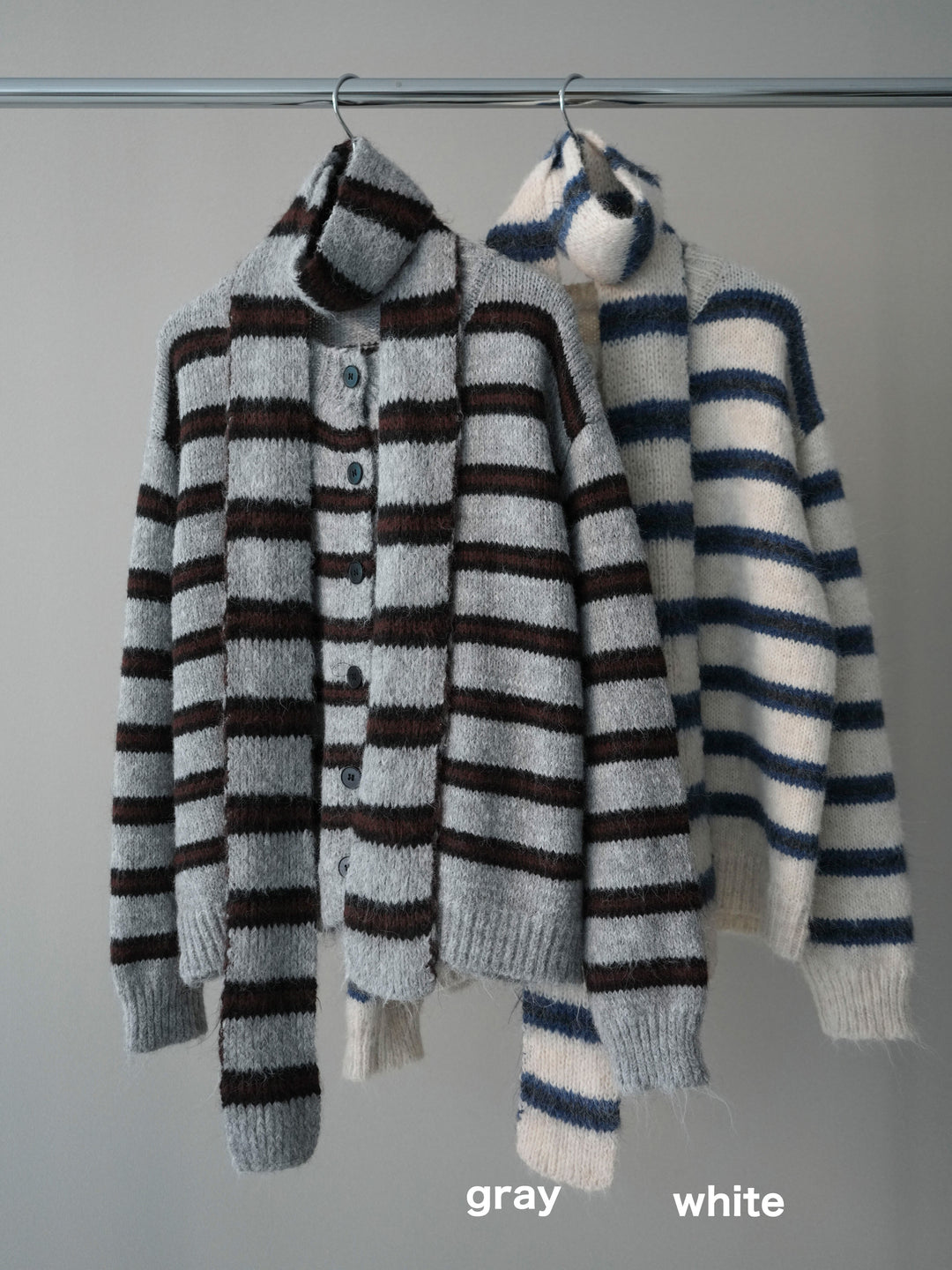 [SET]ボウタイ付きボーダーニットプルオーバー+ボウタイ付きボーダーニットプルオーバー(2set)