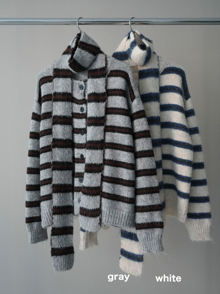 [SET]ボウタイ付きボーダーニットプルオーバー+ボウタイ付きボーダーニットプルオーバー(2set)