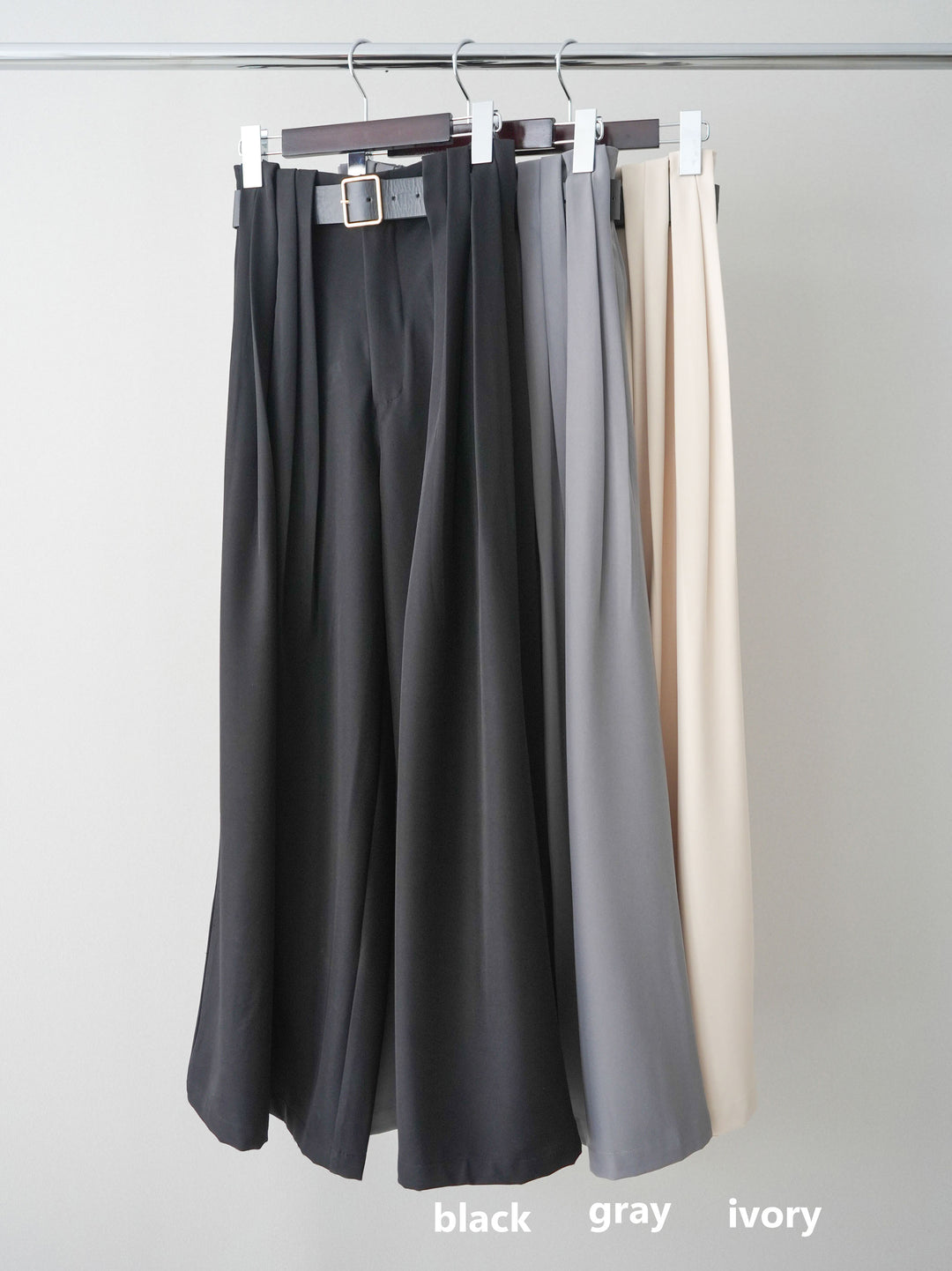 [SET]バイカラーオーバーニットカーディガン+タックベルトループワイドパンツ(2set)