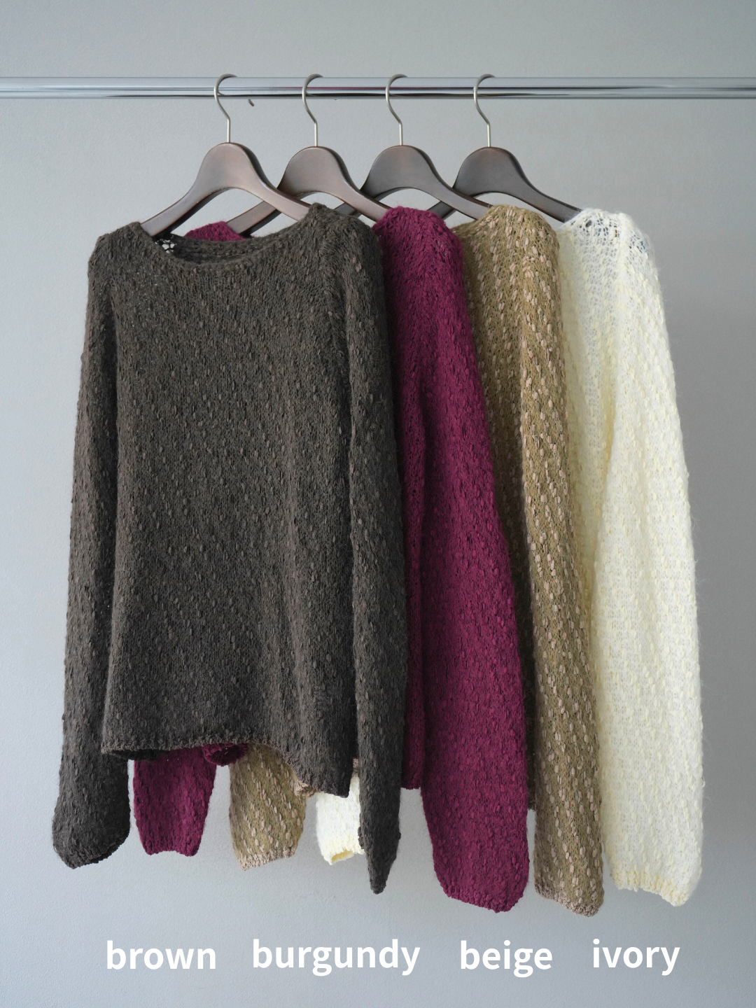 [SET]異素材ミックスヤーンニットプルオーバー+ベロアプリーツナロースカート(2set)