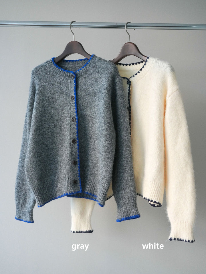 [SET]三角ステッチニットカーディガン+三角ステッチニットカーディガン(2set)