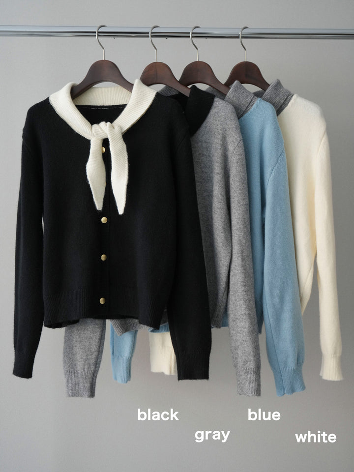[SET]デザイン襟ニットカーディガン+デザイン襟ニットカーディガン(2set)