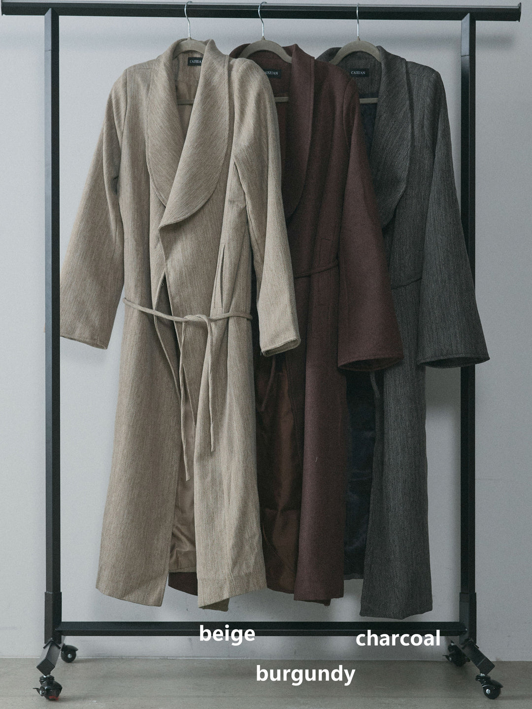 【Allure】[SET]ツイードタッチロングコート+デザインショートニットカーディガン(2set)