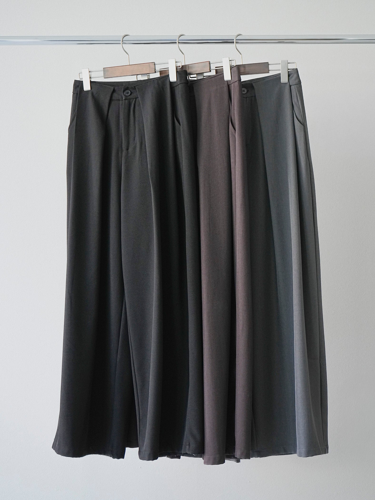 SET]ラメシャギーVネックニットベスト+ベルトループデザインワイド