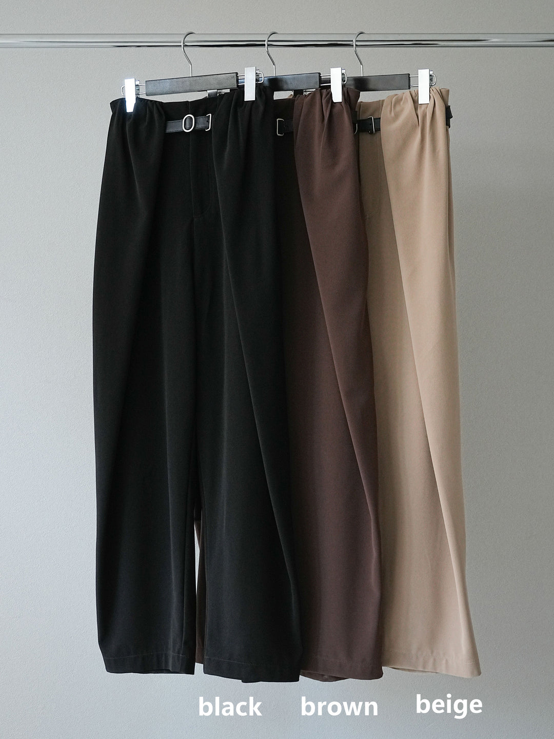 [SET]フラワー刺繍ニットカーディガン+ベルト付タックワイドパンツ(2set)