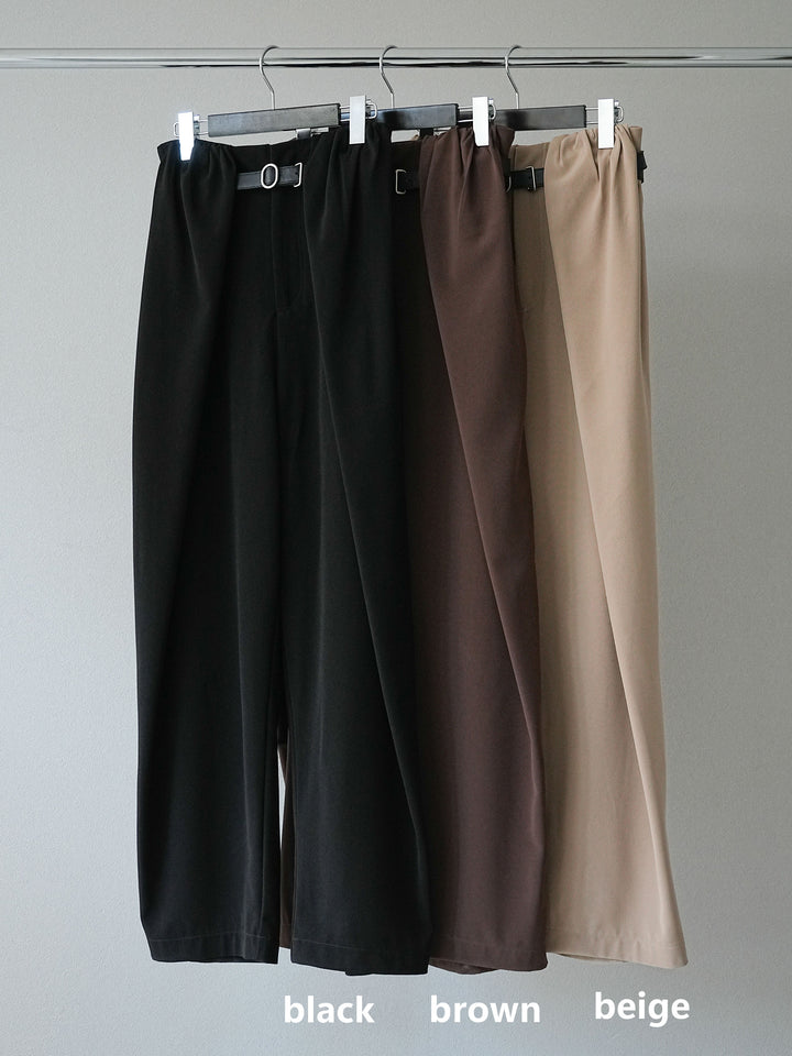 [SET]フリンジジャガード×チュールレイヤードシャツ+アームシャギーランダムリブニットトップス+ベルト付タックワイドパンツ(3set)