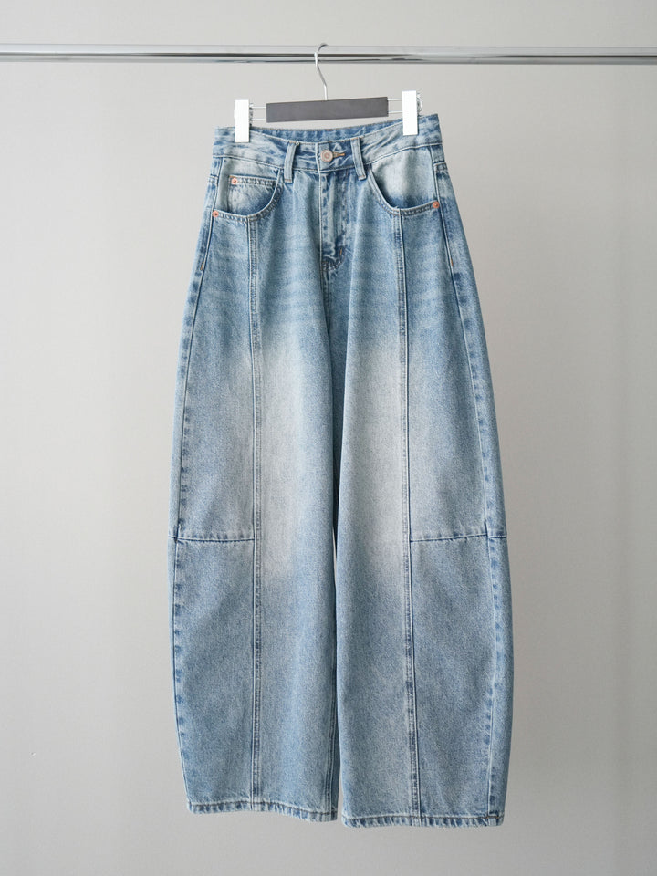 [SET]ノーカラージャケット+ボウタイ付オーバーシャツ+ガーメントウォッシュカーブデニムパンツ(3set)