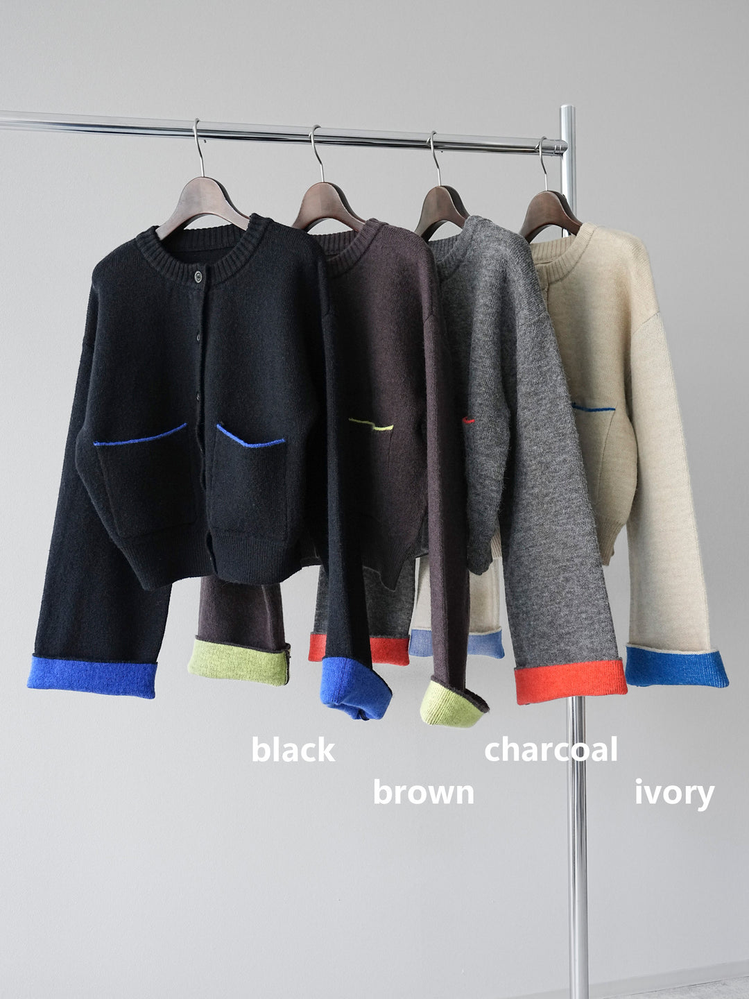 【SET】雙色針織開襟衫+褶襉設計寬褲（2套）