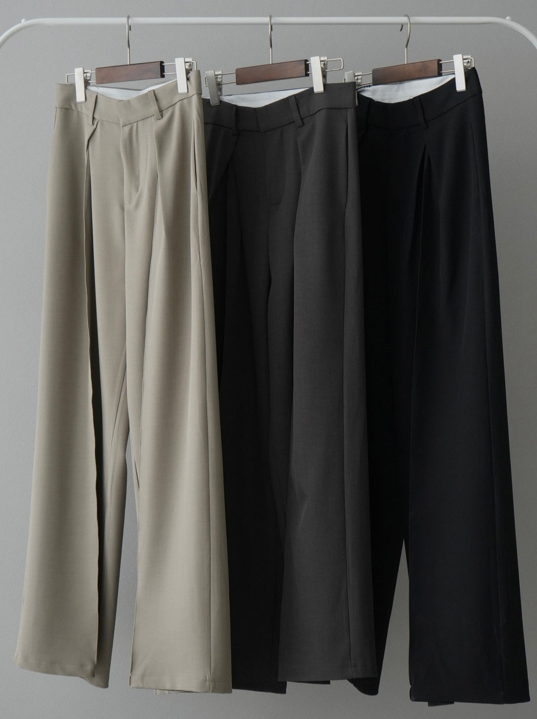 [SET] Big cuff sheer washer shirt + design tuck wide pants (2set)