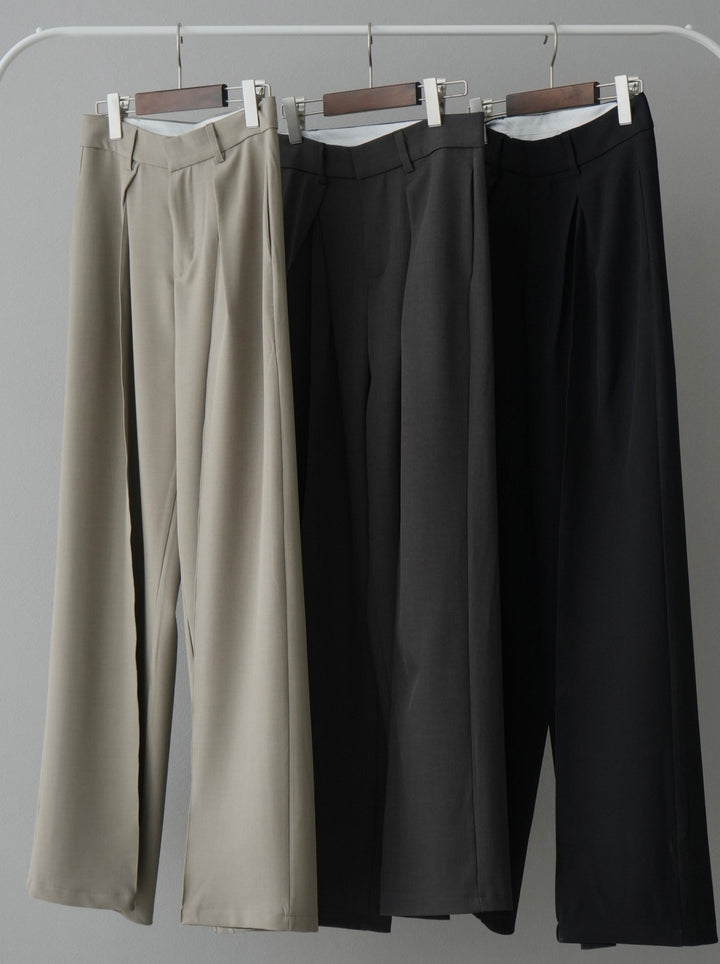 [SET] Pen-touch sheer mellow top + design tuck wide pants (2 sets)