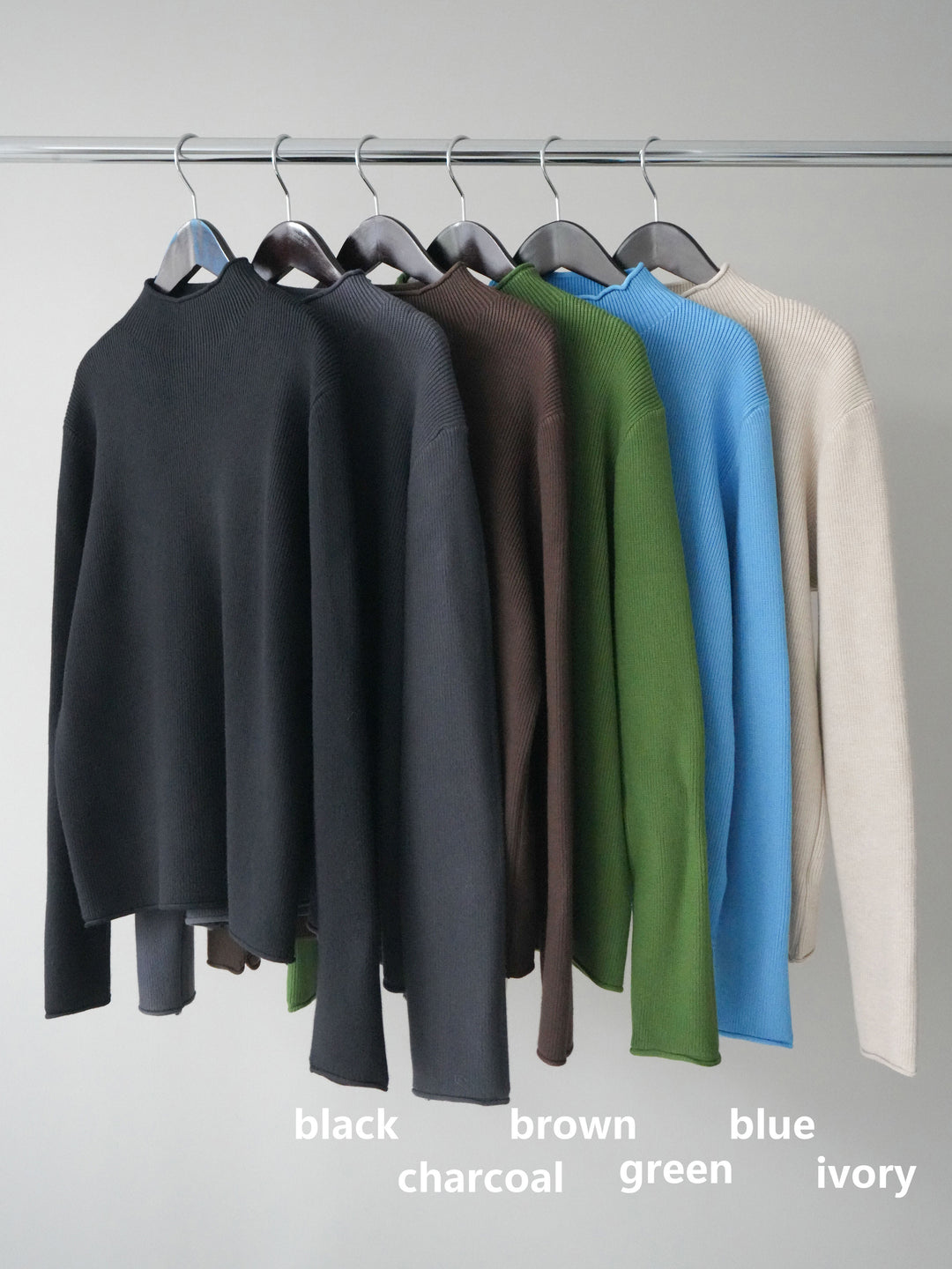 [SET]BIGカラームートンコート+ボトルネック裾カールリブニットトップス(2set)