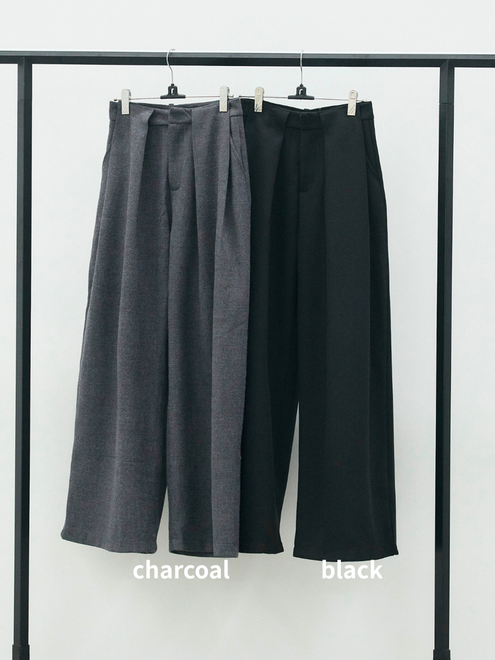 【Allure】[SET]フロントツイストリブニットトップス+ループデザインツイルワイドパンツ(2set)