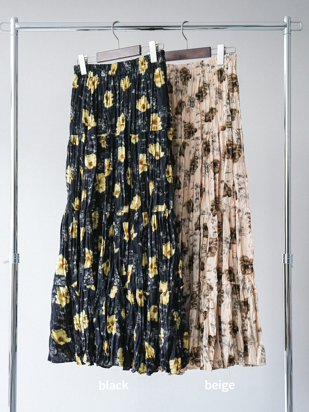 [SET]カシュクールノースリーブニットトップス+フラワーワッシャーロングスカート(2set)