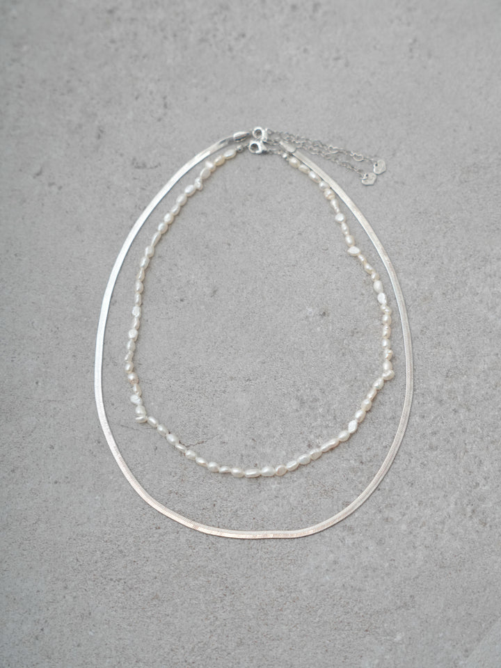 [予約]バロックパールレイヤードネックレス/silver